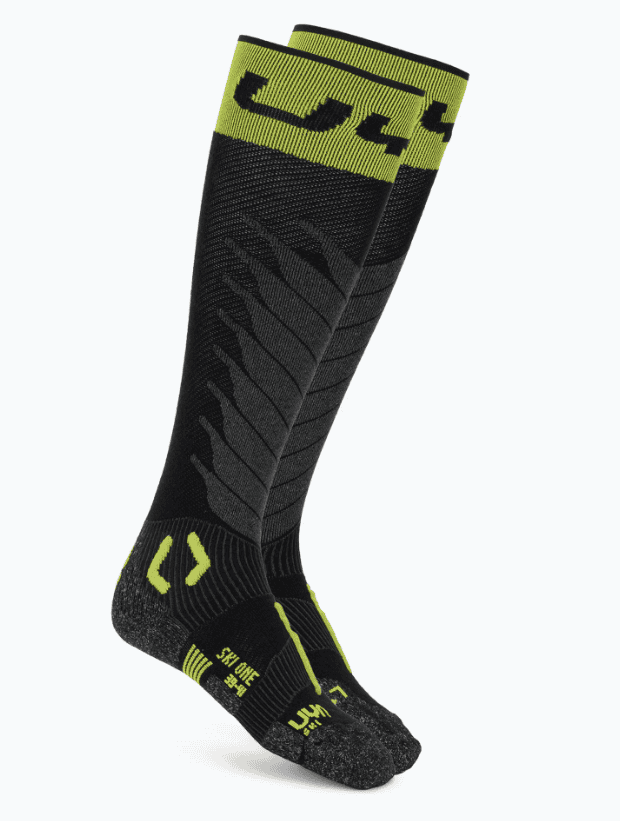 Skisocken Herren UYN Ski One Merino black/lime